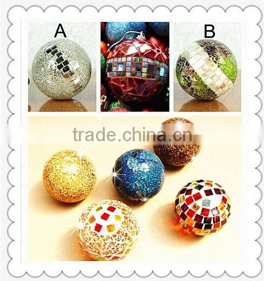2015 Newest Multicolor outdoor solar led light 10" mosaic glass ball za