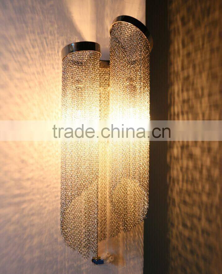 Nickel plated chain sconce wall lamp