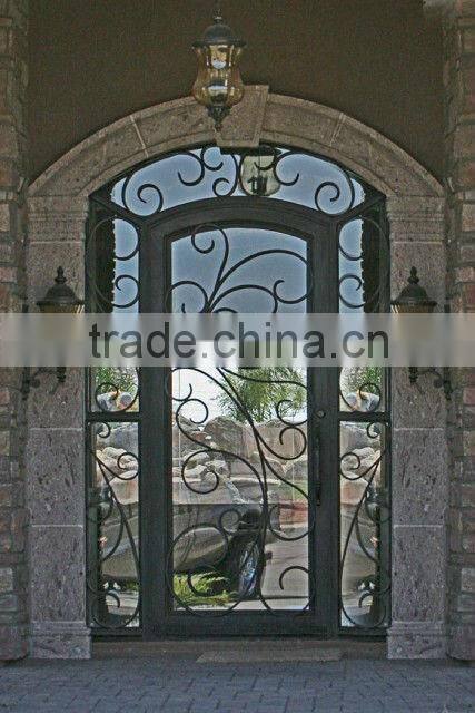 Top-selling glass wrought iron double door security
