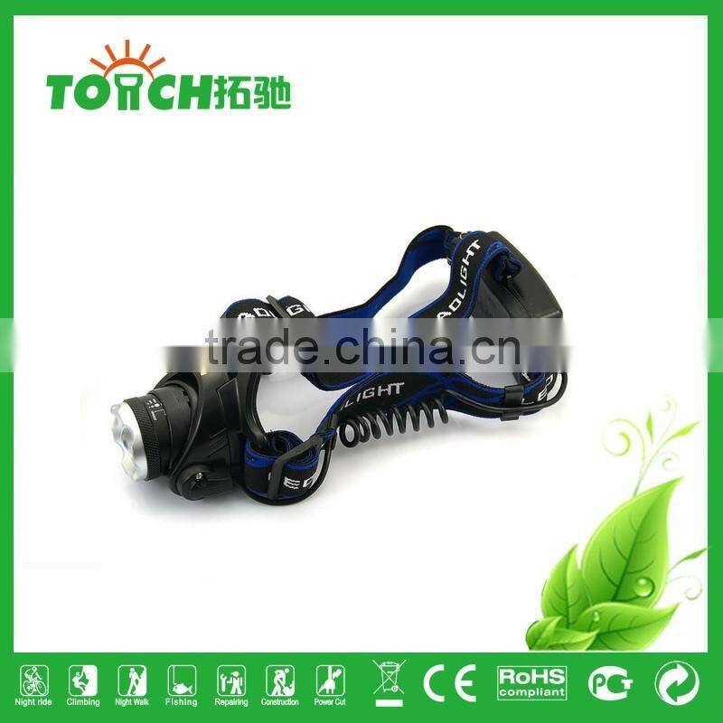 3 Modes Zoomable headlamp 2000 Lumens Headlight XM-L T6 LED Head Flashlight