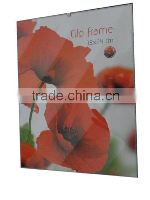 frameless glass clip snap photo frame with foam corner protectors