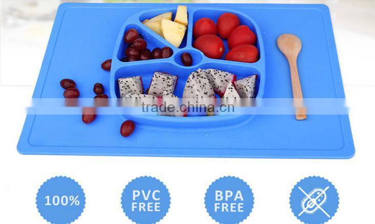 Multi-Functional BPA Free Custom Smile Design Silicone Placemat Plates for Babies and kids