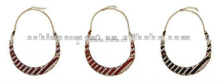 Noir Ice Stripe Collar necklace, rhinestone collar necklaces,resin stone necklace jewelry 2012