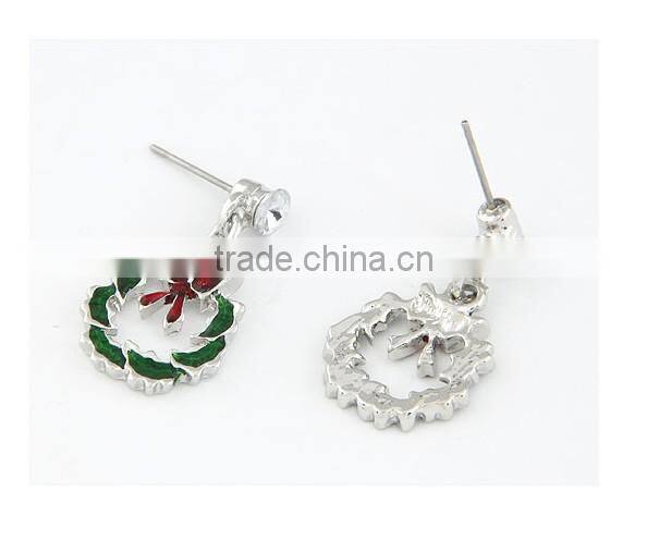 New 2013 promotion Christmas motif wreath earring wholesale earring
