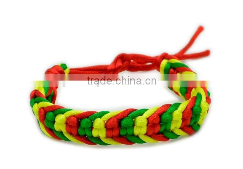 Hot Sale Wholesale cheap handmade red/yellow/green braided charm bracelet
