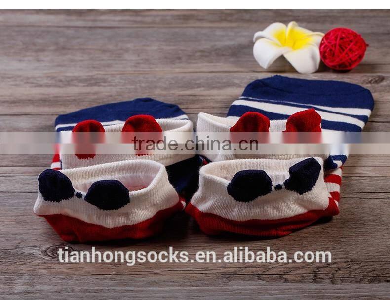2016 New summer striped lovely ears three color short socks boat socks for girls and woman