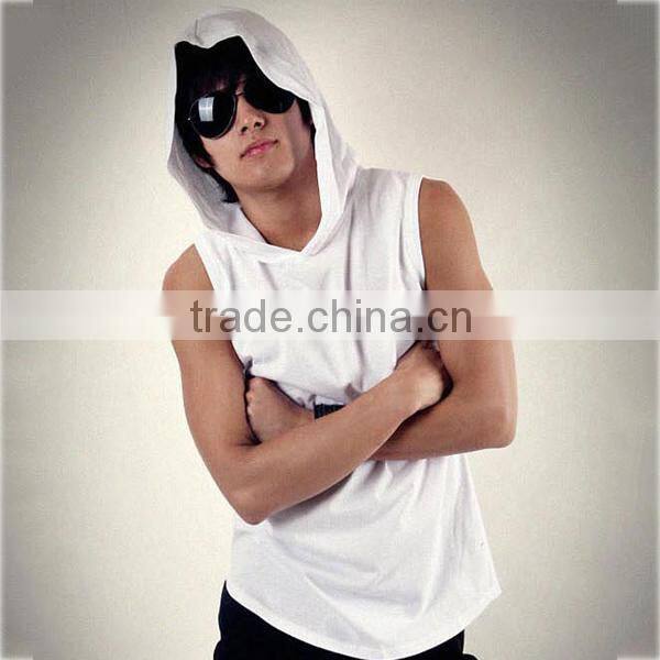 Pullover With Hood Cotton Man Tank Top (lyt-060116)