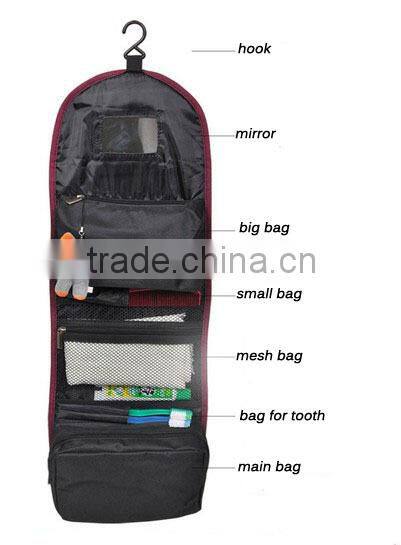 2014 latest Women&Man functional portable hanging canvas foll up travel toiletry bag with hook,cosmetic bags,journey wash bag