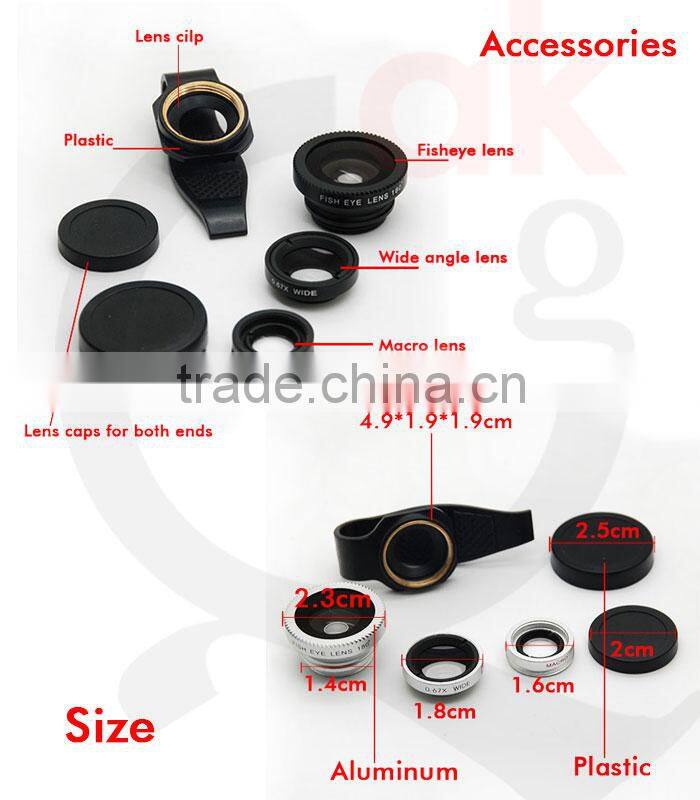 For all smartphone 3 in 1 lens camera lens for iphone4 4s 5 s samsung htc nokia