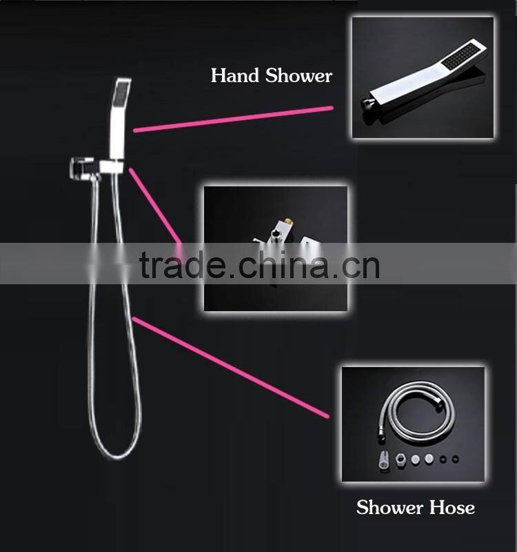 concealed led 3 color shower mixer 3 function wall mounted thermostatic shower faucet mixer with hose