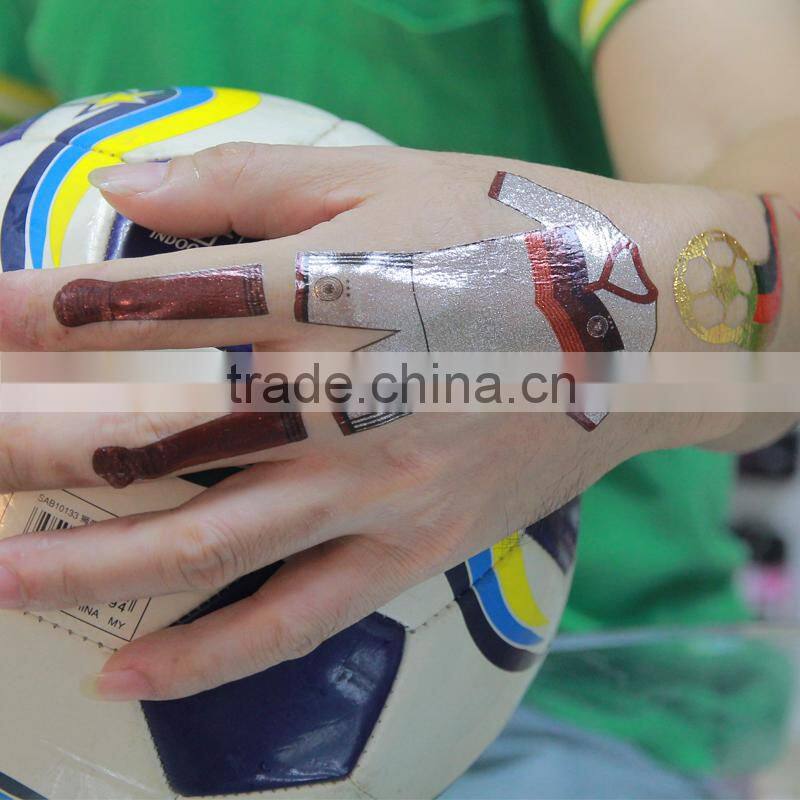 New Arrival glliter CMYK soccer uniform for hands wholesales tattoo sticker