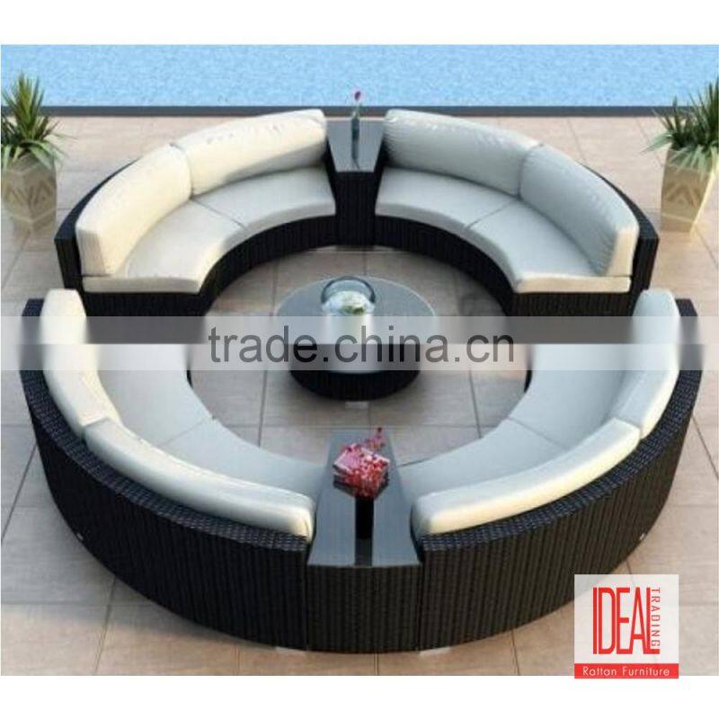 2016 hot sellling good quality rattan outdoor furniture half round sectional sofas