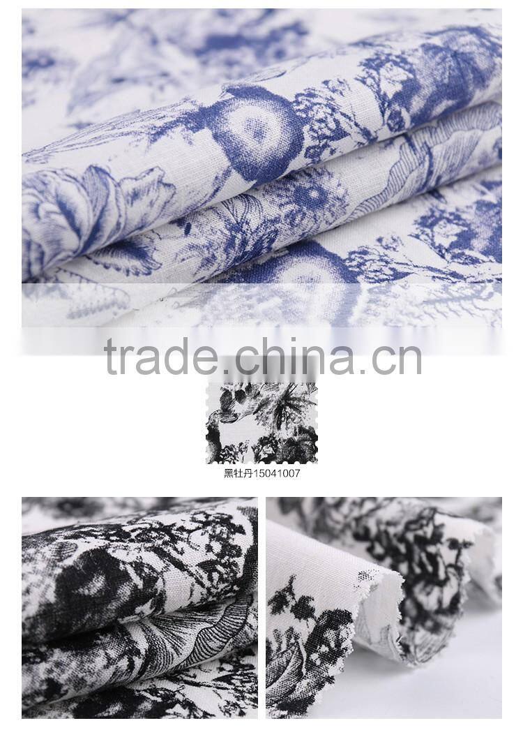 Shaoxing linen viscose fabric rayon printed fabric for woman dress