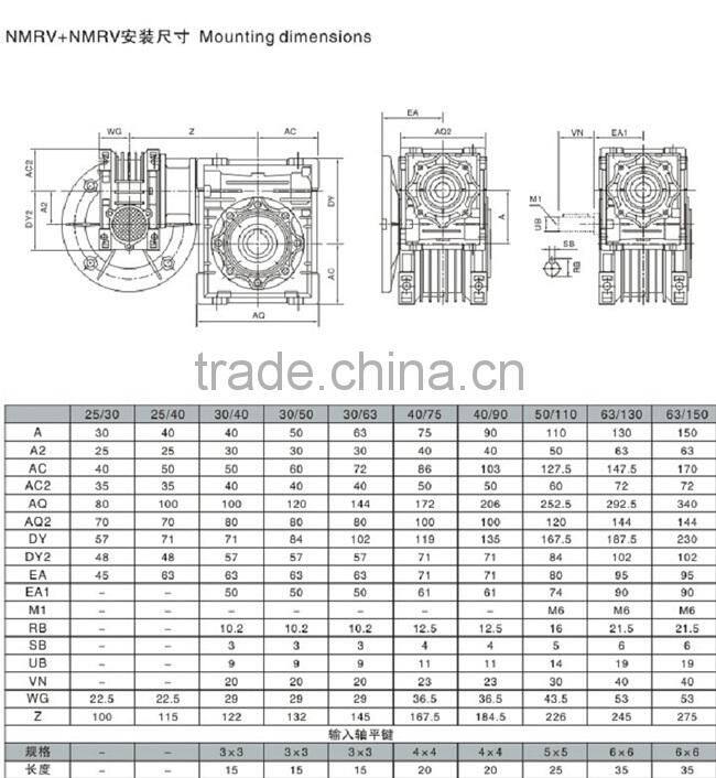 NMRV series Electric Motor Iron Casing Industrial Speed Reducer