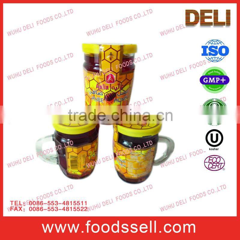 Honey Syrup/honey mix/blend syrup with comb packed in 80/453g glass bottle for Yemen/Middle East Market