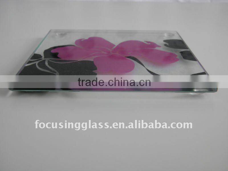 Flower Pattern Decal Tempered Glass Coaster