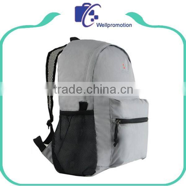 Promotional customized folding backpack / outdoor backpack with mesh pocket