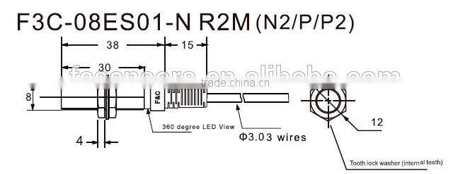 M8* 30mm PNP shield inductive proximity Switch