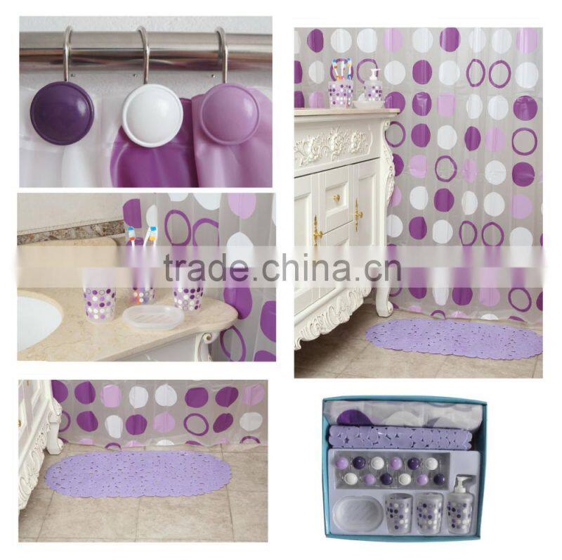Attractive black and red circle pattern plastic bathroom sets