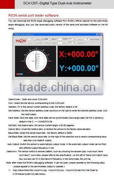 SCA126T Standard dual axis Pitch Roll Output Type Sensor With High Resolution 0.01deg RS232/RS485/TTL CAN/MODBUS Optional