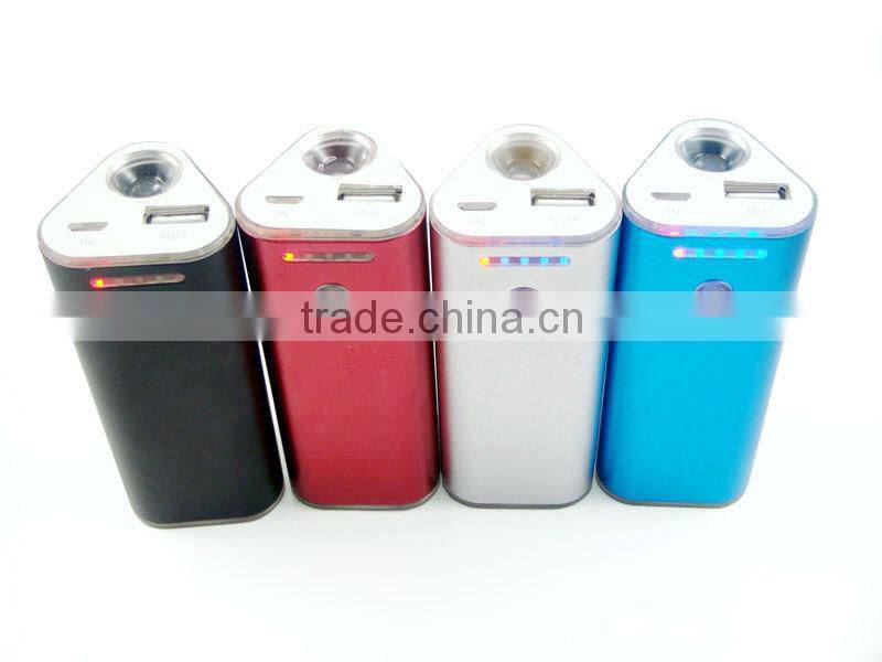 triangle aluminium shell mobile Power Bank 5400MAH with flashlight