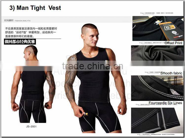 Custom Men's Compression Vest Fitness tights Bodybuilding tights Keeping Fit tights Gym tights Slim fitting Spandex underwear