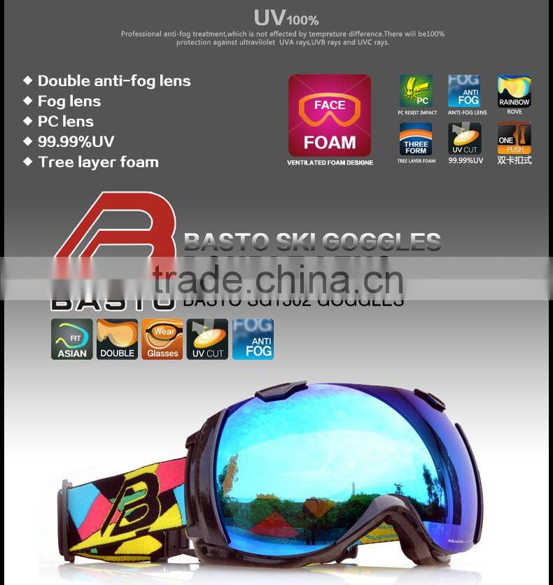 2015 Anti-Fog Snowboard Snow Ski goggle