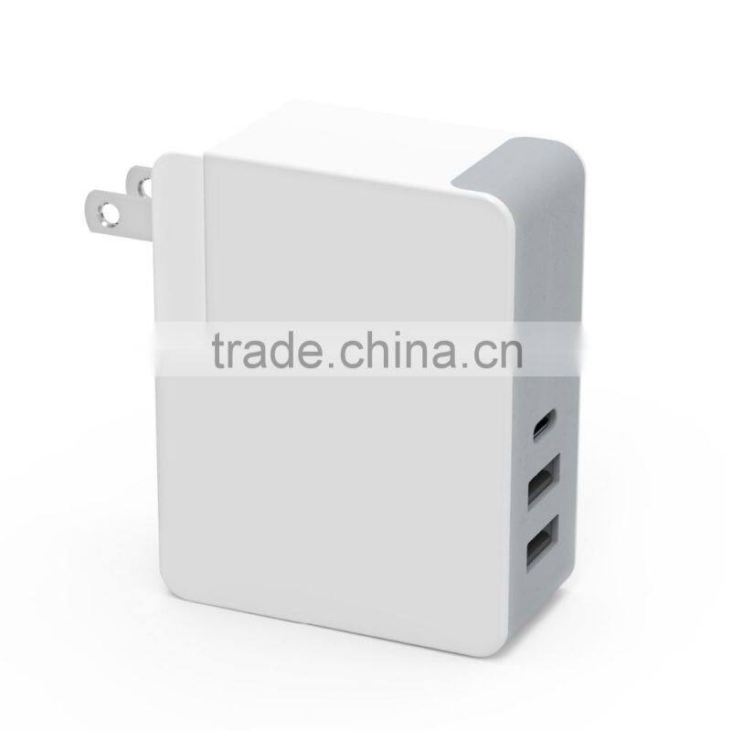 Anker new type-c 3.0 3A+2.4A 3 ports wall charger with EU/AU/US/UK plug