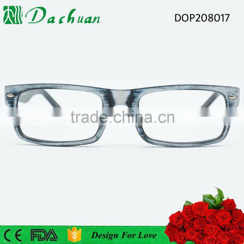 2016 new trendy old fashion wooden brush fake acetate naked glasses frames eyewear