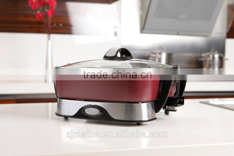 multi cooker with Adjustable Thermostat 12*12 inches square Non-stick coating electric skillet Fry Pan
