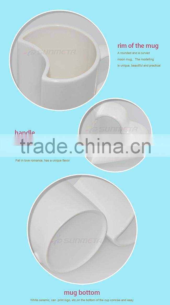 heart shape ceramic couple mug,wholesale white couple mug