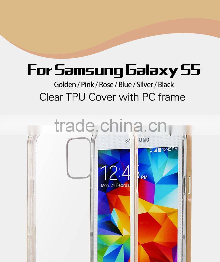 Soft tpu armor cover for samsung galaxy s5 transparent tpu pc frame case cover