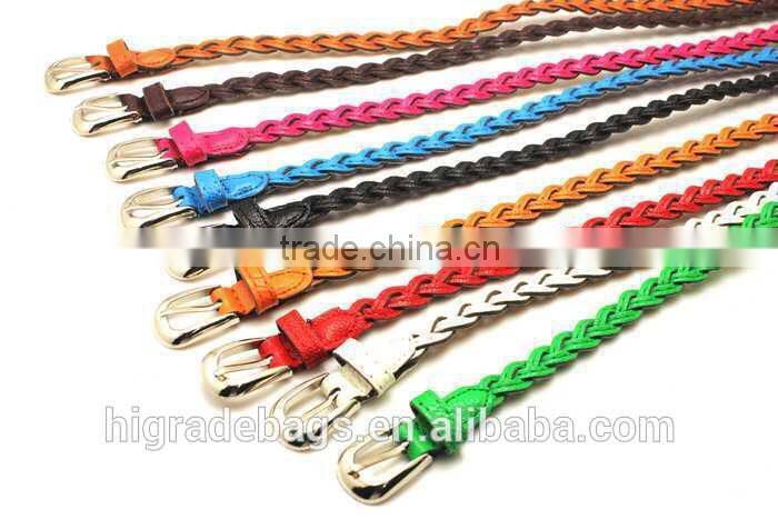 hot sale women braided belt with Pu leather