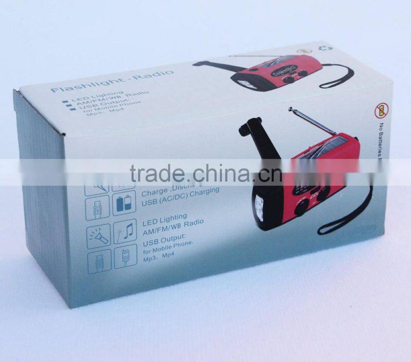 crank dynamo solar radio flashlight with charger