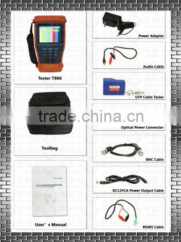 CCTV Tester L-T906 Optical Power Meter Ethernet cable testing 3.5'' TFT-LCD 960x240 Resolution DC12V1A PTZ Control&Video Input
