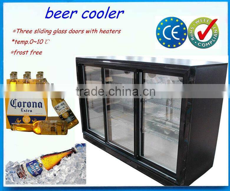 Desktop mini refrigerator with sliding doors