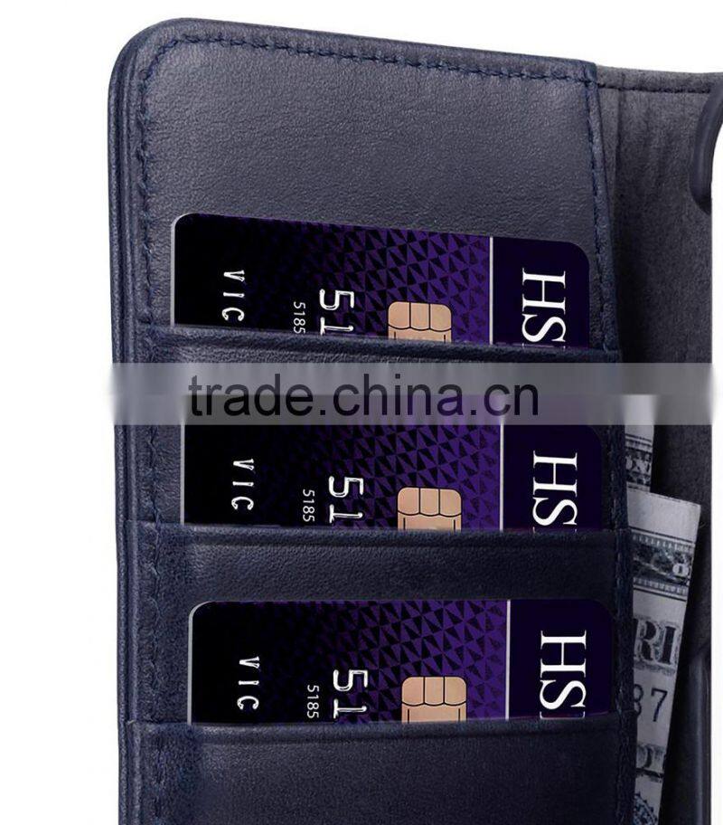 Removable Blue Wallet Premium Leather Case for Apple iPhone 7 (4.7")