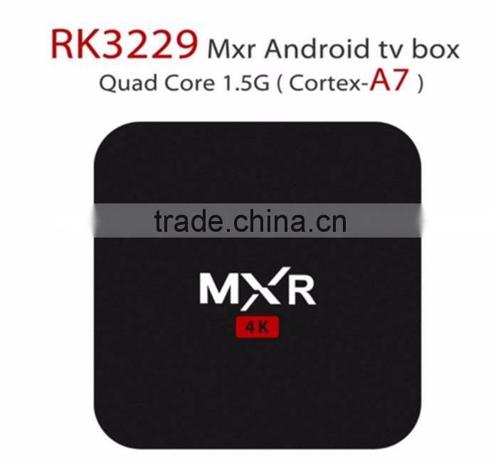 Rockchip RK3229 MXR, quad-core, 4K TV Box, 1GB RAM,8GB eMMC flash,Google Android 4.4