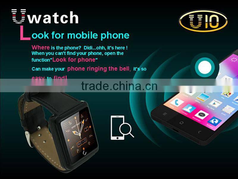 U10 Bluetooth Smart Watch WristWatch UWatch Sync Phone Call SMS APP Notification with E-compass Pedometer for Android Cellphone