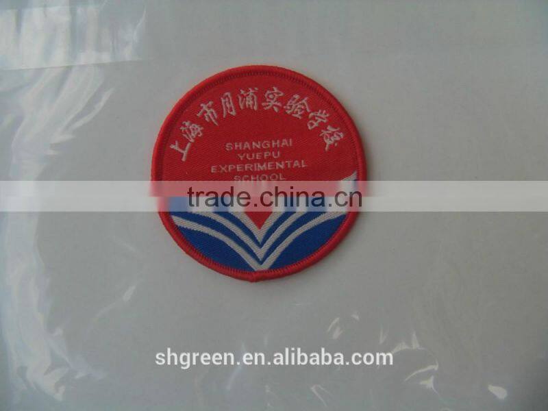 Triangle school cloth badge,merrow border woven badge