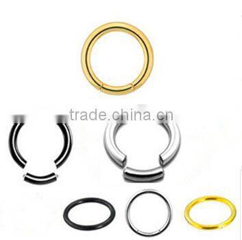 16 Gauge Blue Yellow Anodized Titanium segment ring free lip nose rings