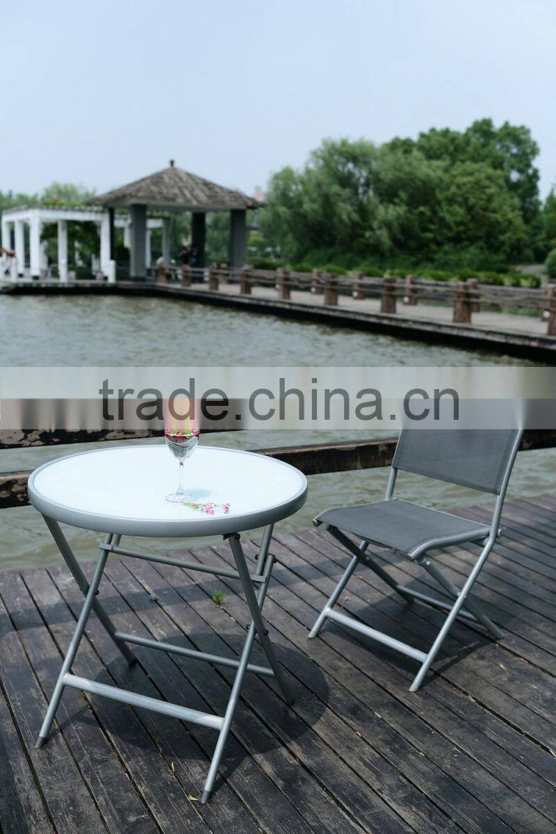 Aluminum folding round table with stalinite top