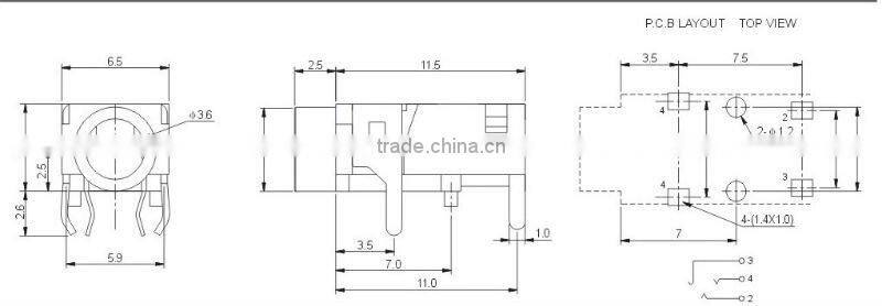 3.5mm female stereo phone jack PJ-1312-H