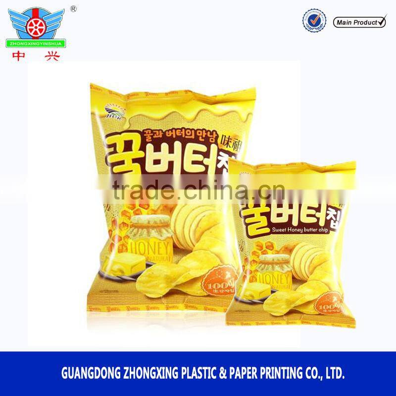 hot laminated back sealing inflatable packaging snack food bag