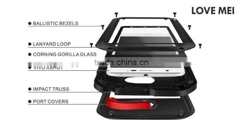 LOVE MEI Powerful Case Metal Aluminium+Gorilla Glass+ Silicon Hybrid Case for BBK VIVO XSHOT WATER PRPOOF CASE