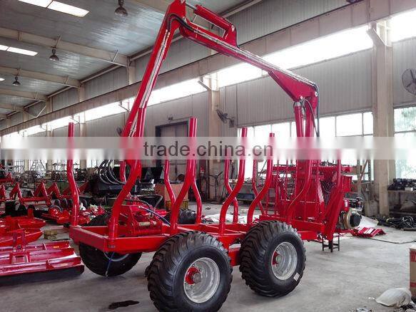 timber wood trailer with Crane