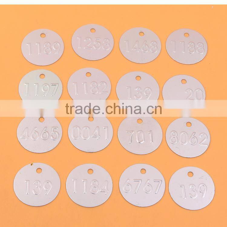 Small round Lettering embossed aluminium tags