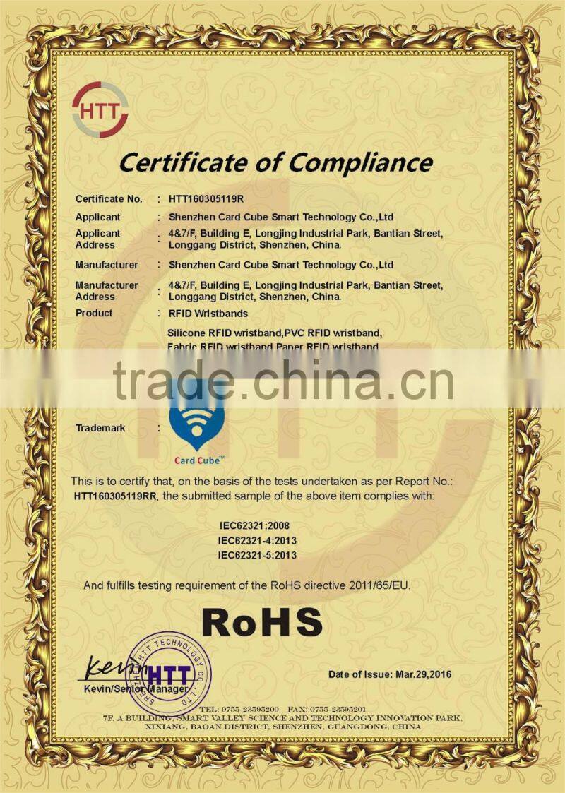 Popular Disposable RFID Wristband NTAG213 for Concert