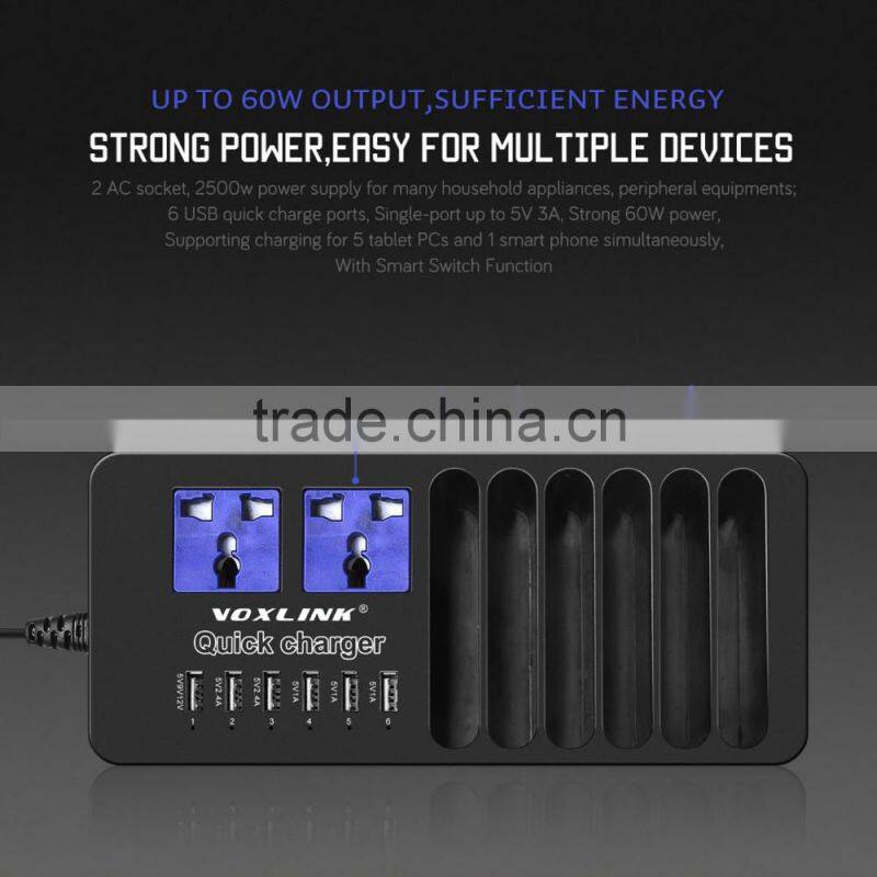 High Speed Best Selling Smart Digital Power Quick Charging Charger With 6 Ports Sundial