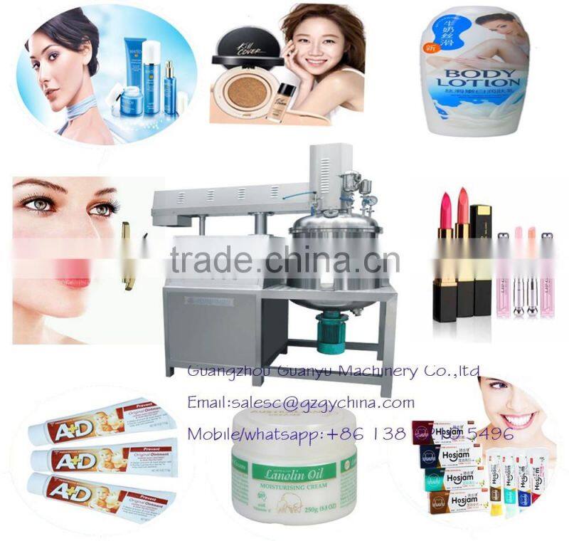 150L vacuum jacket hydralic lifting type emulsifying mixer for lipstick mixing and heating